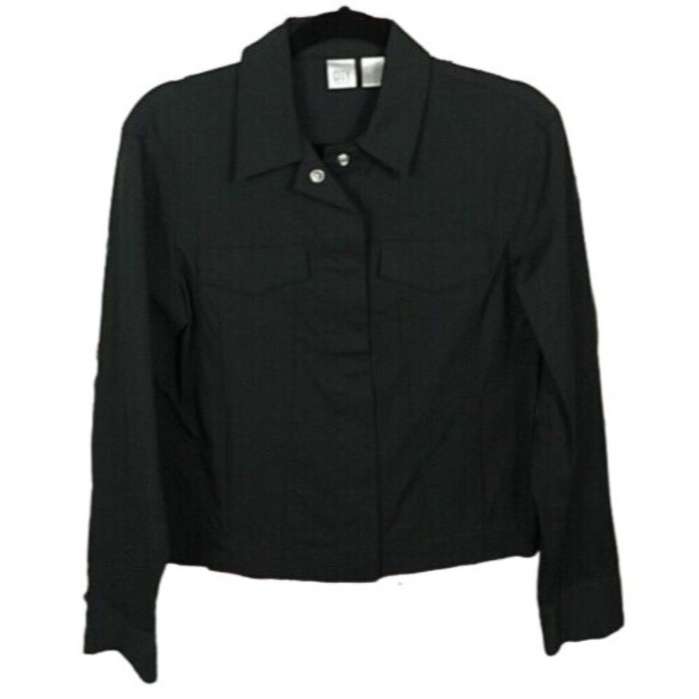 DKNY City Jacket Black Stretch Coat Snaps up Medium